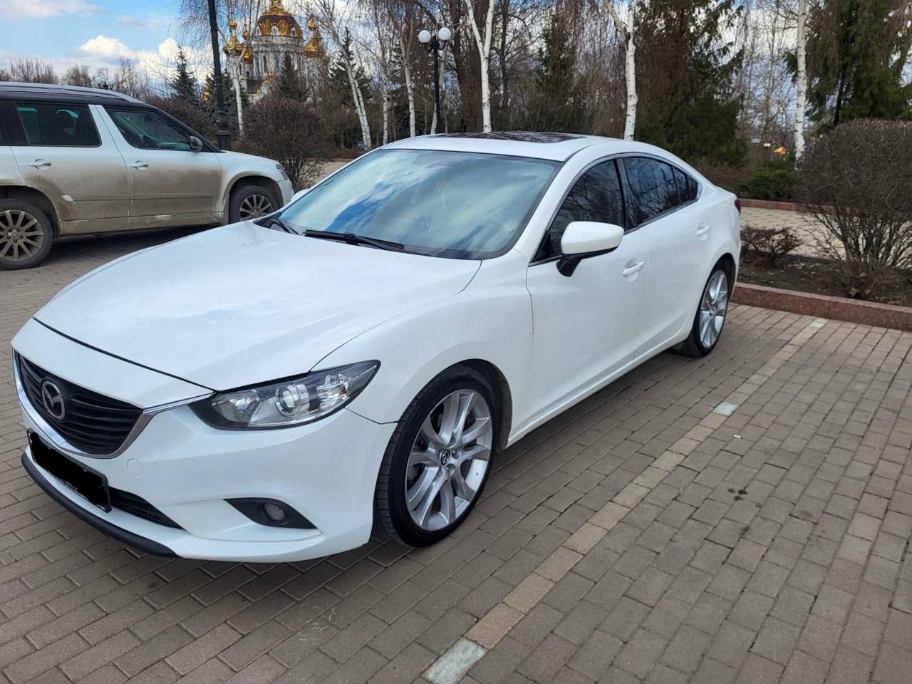 Mazda 6, 2016 г. объём 2.5, 192 л. с., акпп, комплектация grand touring, цвет белый перламутр, пробе... - фотография